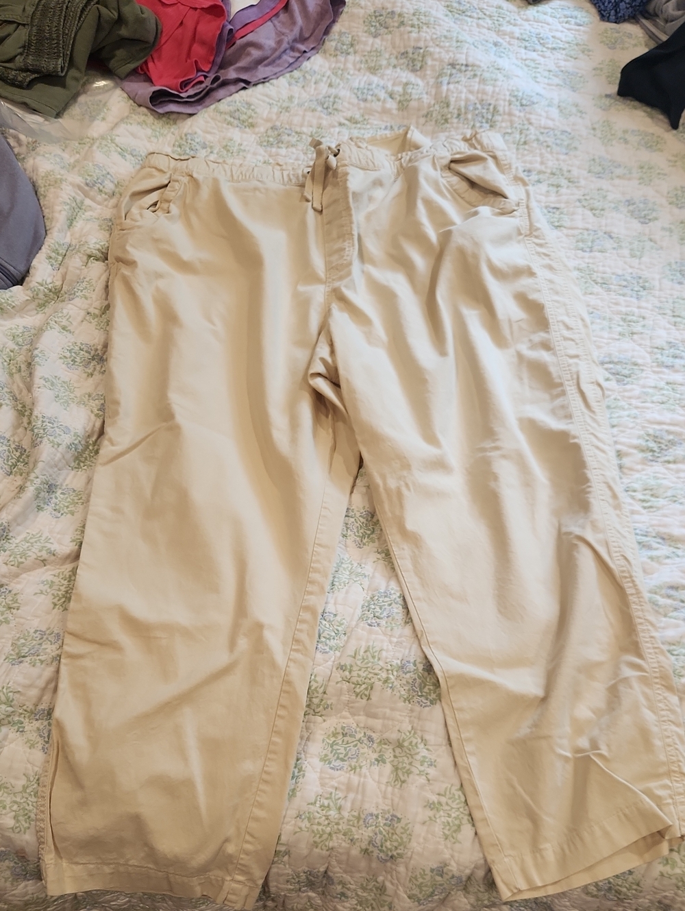 Sonoma Womens Drawstring Relaxed Chinos in Beige